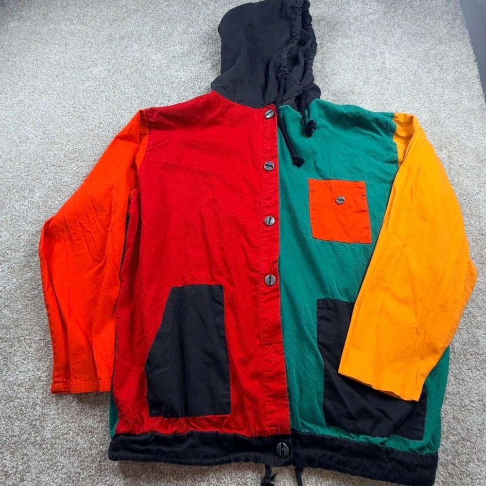 Vintage New York Classics Colorblock Hooded Jacket Mens Large Cotton 90s Retro